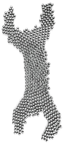 hundreds of Kilobots in shape of a wrench