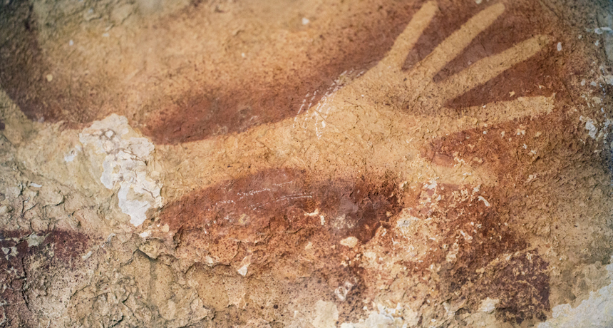 Hand stencils from around 35,000 years ago