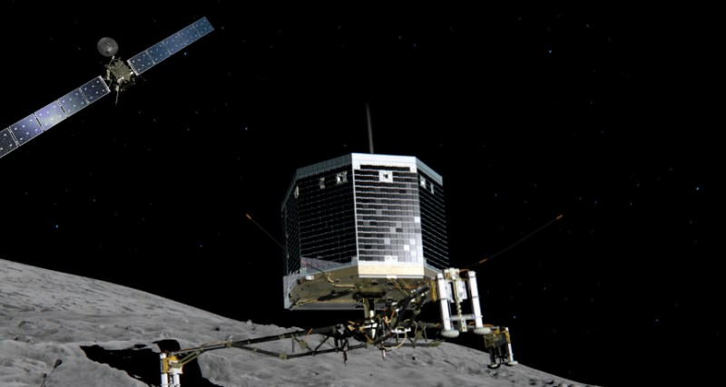 Illustration of lander on surface of comet 67P