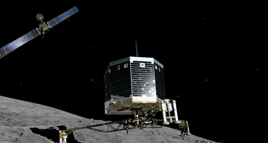 Illustration of lander on surface of comet 67P