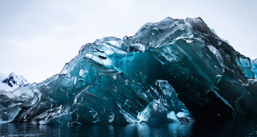 inverted iceberg in Cierva Cove, Antarctica