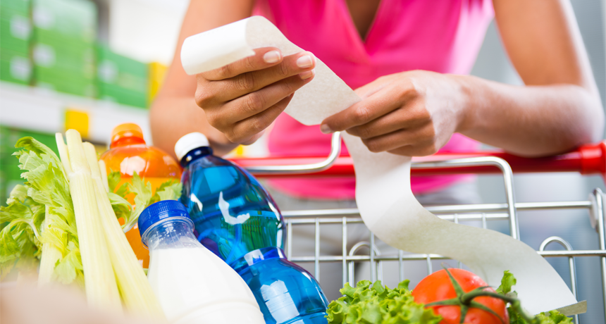 A receipt and plastic bottles