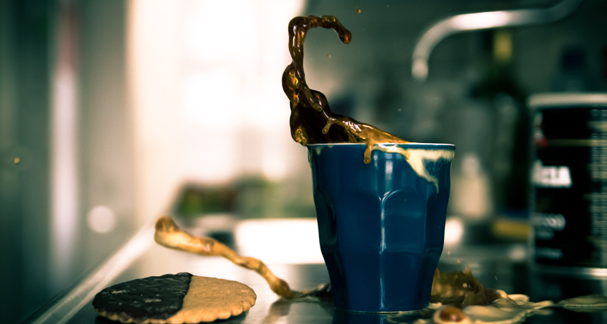 Splashing coffee
