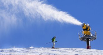 artificial snow on a ski slope