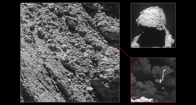 Rosetta images of Philae lander on comet 67P
