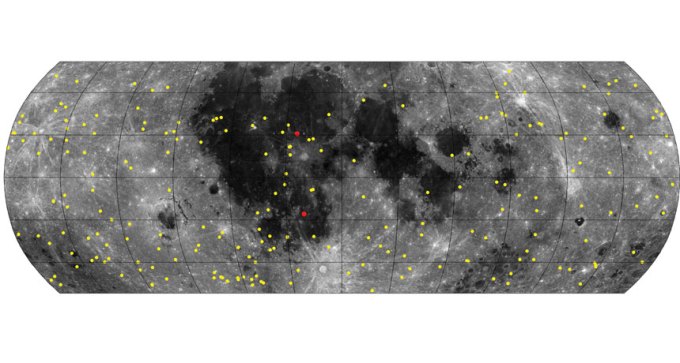 map of craters on moon's surface