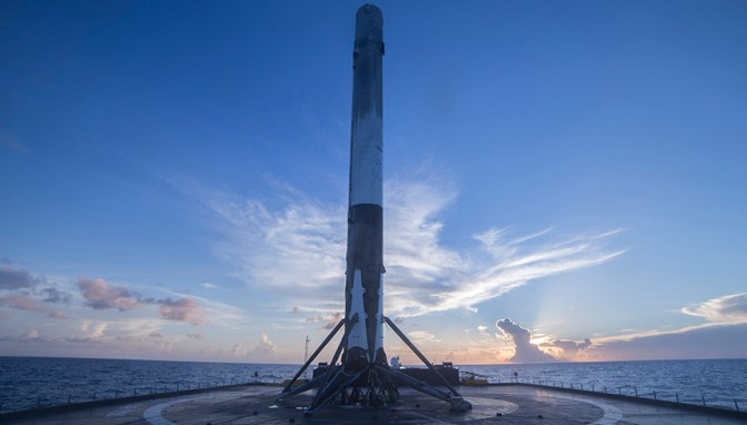 SpaceX Falcon 9 rocket on a barge