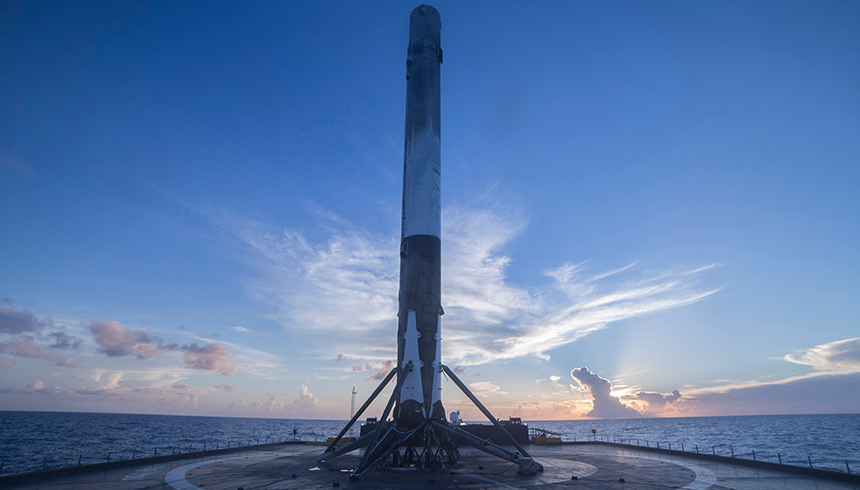 SpaceX Falcon 9 rocket on a barge