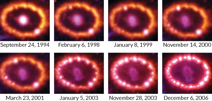 supernova hot spots via the Hubble telescope
