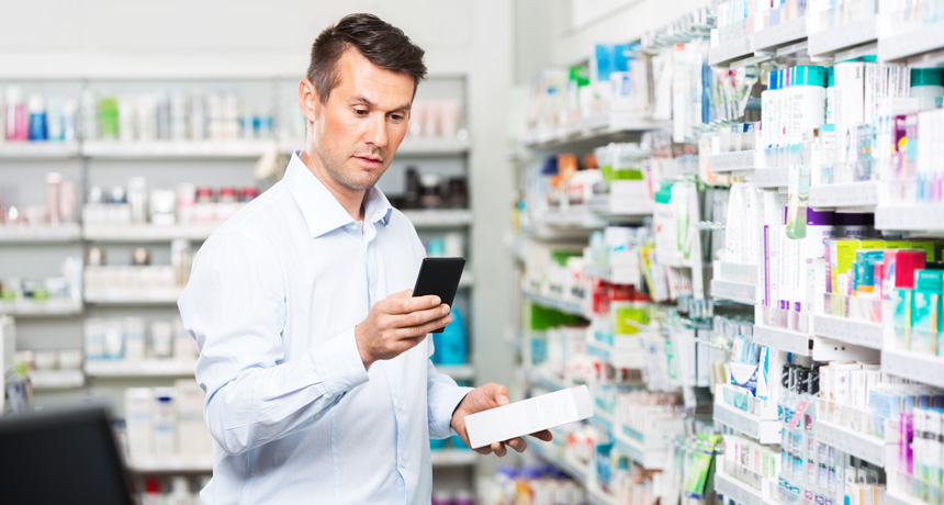 person in drug store