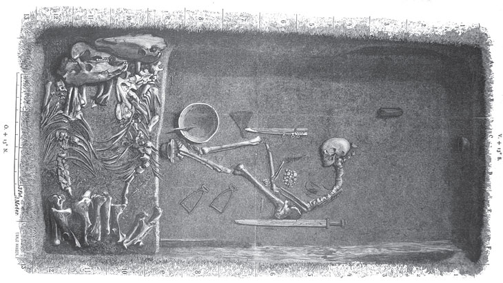 illustration of excavated grave