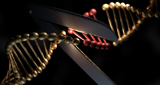 illustration of scissors cutting DNA