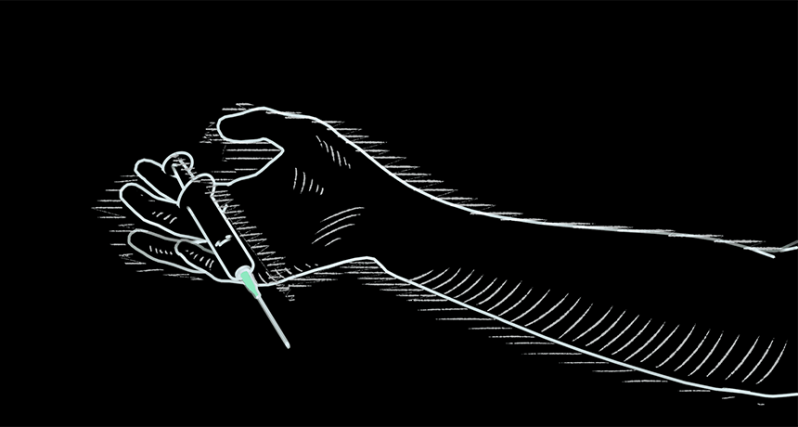 illustration of hand with syringe