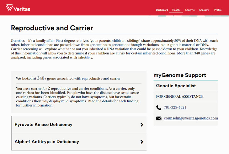 screenshot from Veritas