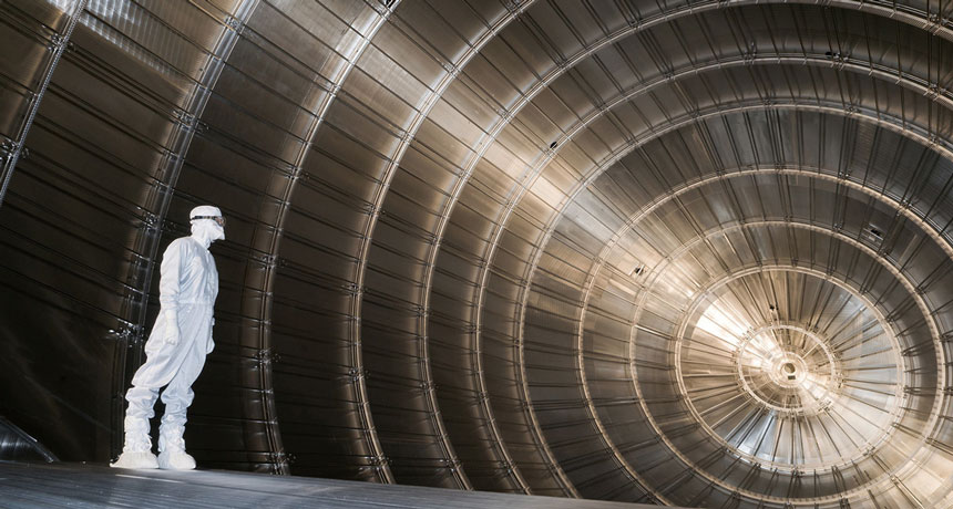 researcher inside KATRIN