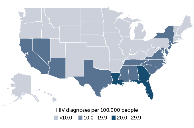 map of HIV diagnoses