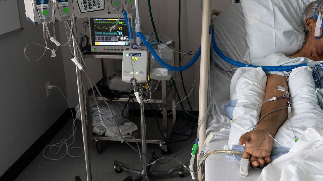 COVID-19 patient receiving treatment