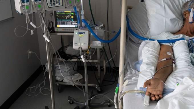 COVID-19 patient receiving treatment