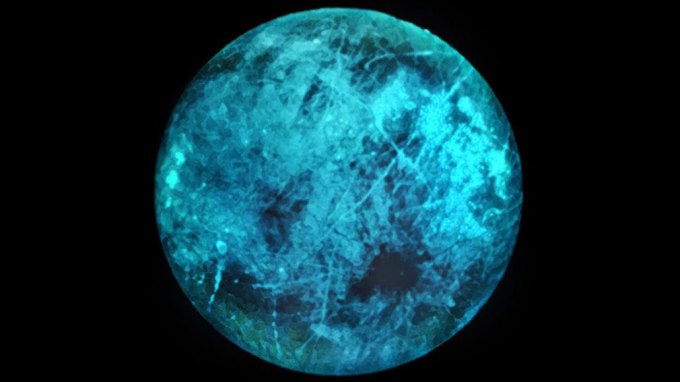 bluish illustration of surface of Europa