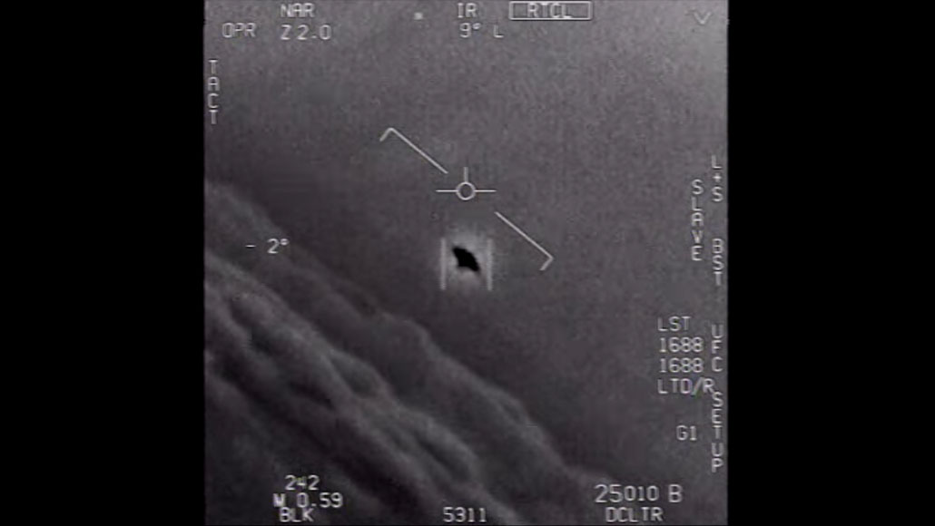 a screen capture from a declassified video of an unidentified object