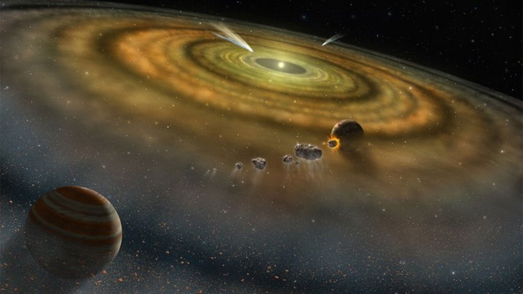 illustration of the solar system showing Jupiter, Saturn, Uranus and Neptune