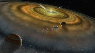 illustration of the solar system showing Jupiter, Saturn, Uranus and Neptune